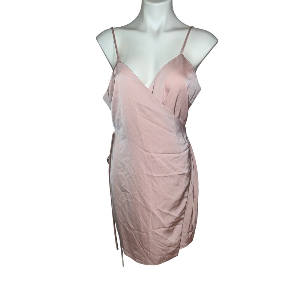 Majorelle women’s New pink Nina wrap satin spaghetti strap dress